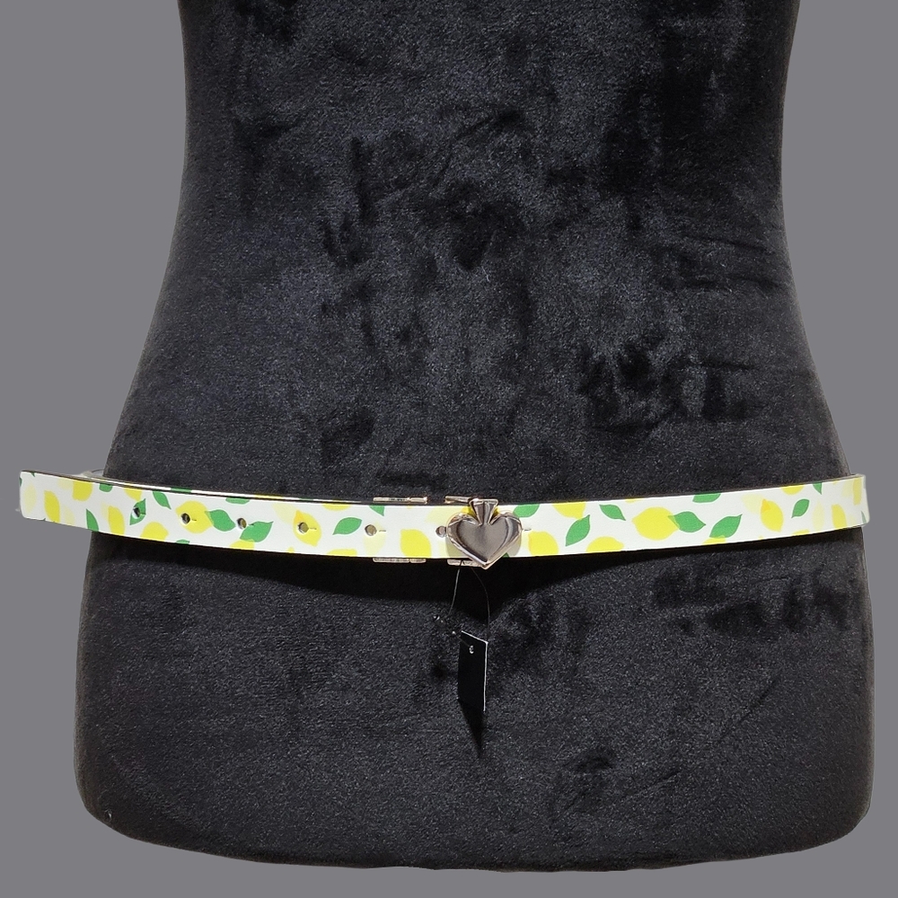 Kate Spade New York Belt Large Reversible Lemon Print Fresh/White Leather